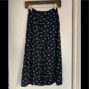 Blue floral midi skirt